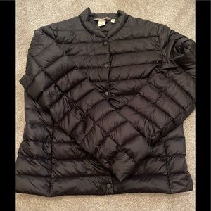 Black packable button coat